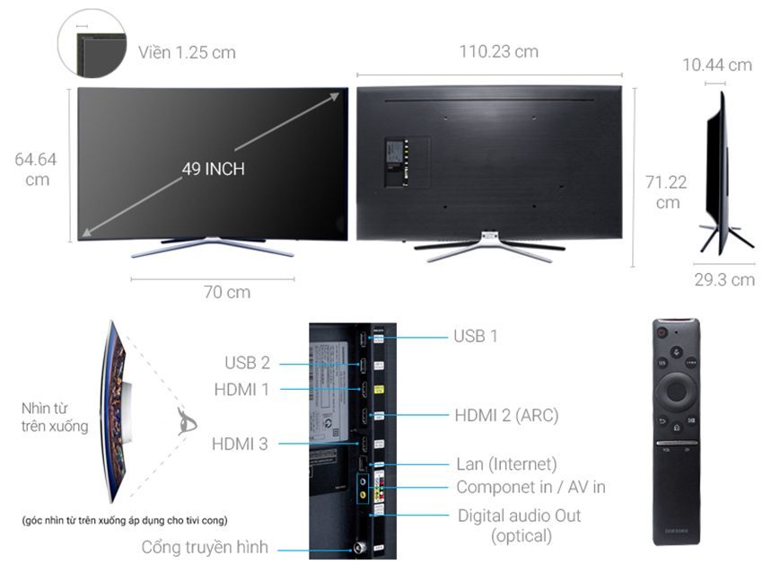 Chi tiết của smart Tivi Cong Samsung UA49M6300