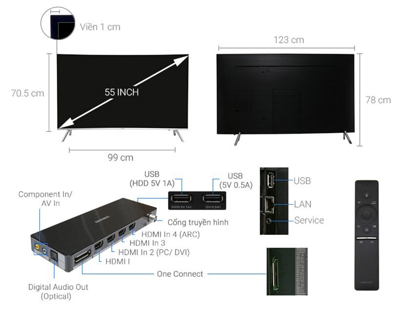 Chi tiết của smart Tivi Cong Samsung UA55MU8000