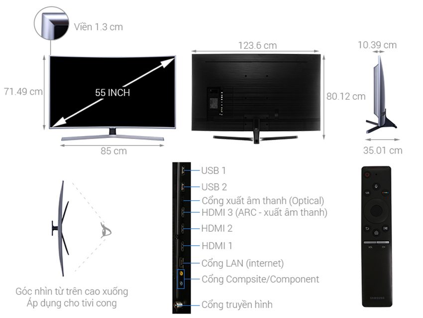 Chi tiết của smart Tivi Cong Samsung UA55NU7500