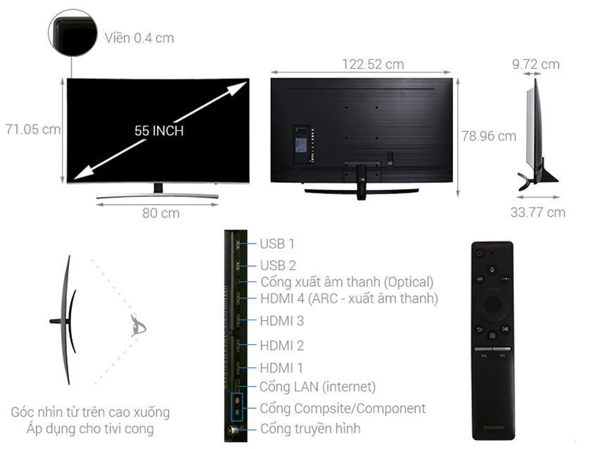Chi tiết của smart Tivi Cong Samsung UA55NU8500