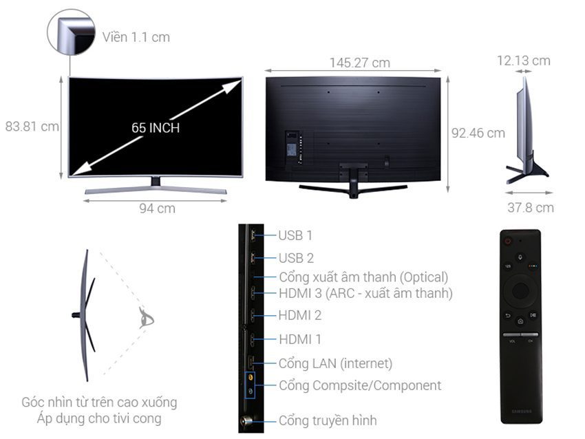 Chi tiết của smart Tivi Cong Samsung UA65NU7500