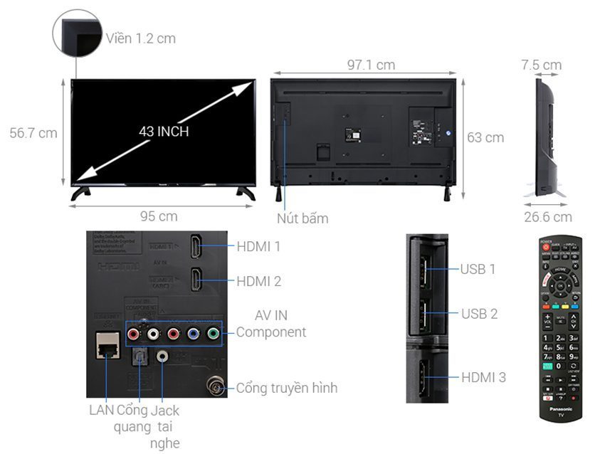Chi tiết của smart tivi Panasonic TH-43ES500V