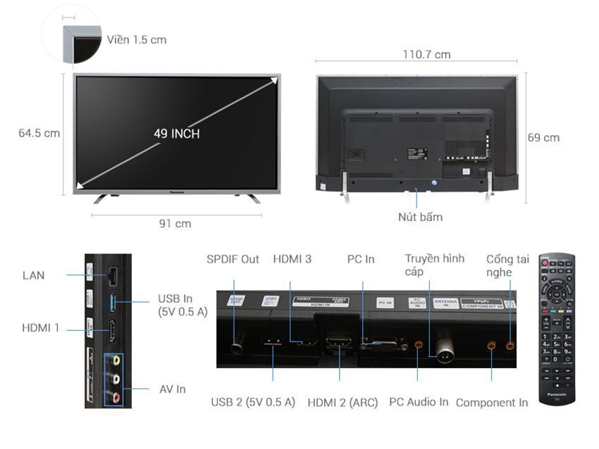 Chi tiết của smart Tivi Panasonic TH-49DX400V