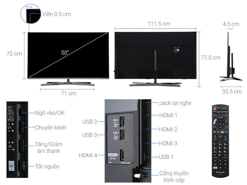Chi tiết của smart Tivi Panasonic TH-50EX750V
