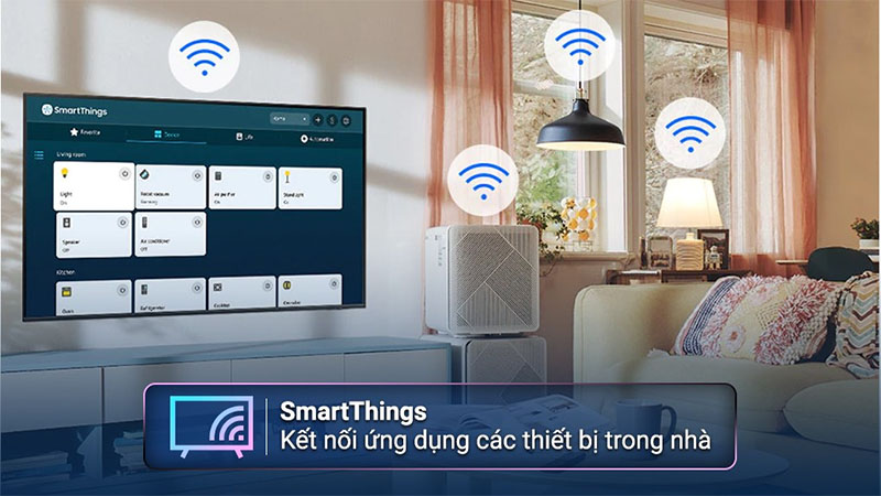 Ứng dụng Smarthings của Smart Tivi QLED 4K 75 inch Samsung QA75Q70C