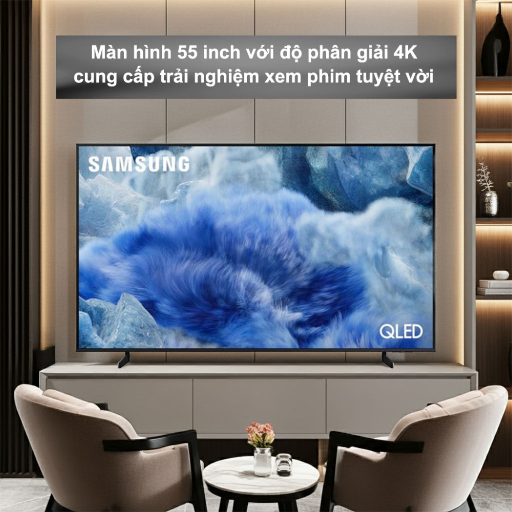 Smart Tivi QLED Samsung AI 4K 55 inch QA55Q8FA với thiết kế màn hình lớn 