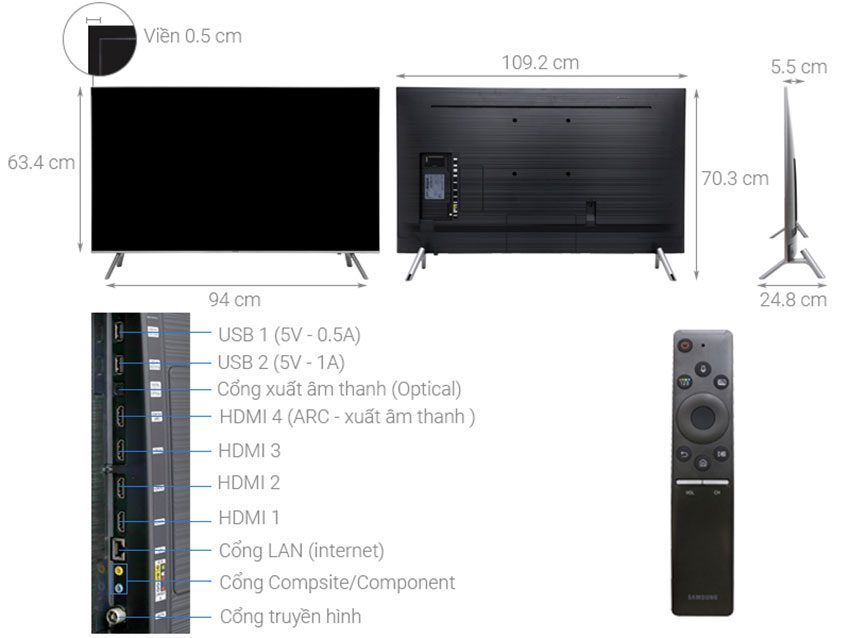 Cấu tạo của smart Tivi QLED Samsung QA49Q6FN