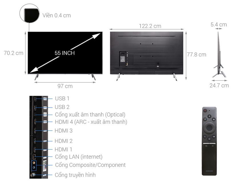Chi tiết của smart Tivi QLED Samsung QA55Q6FN