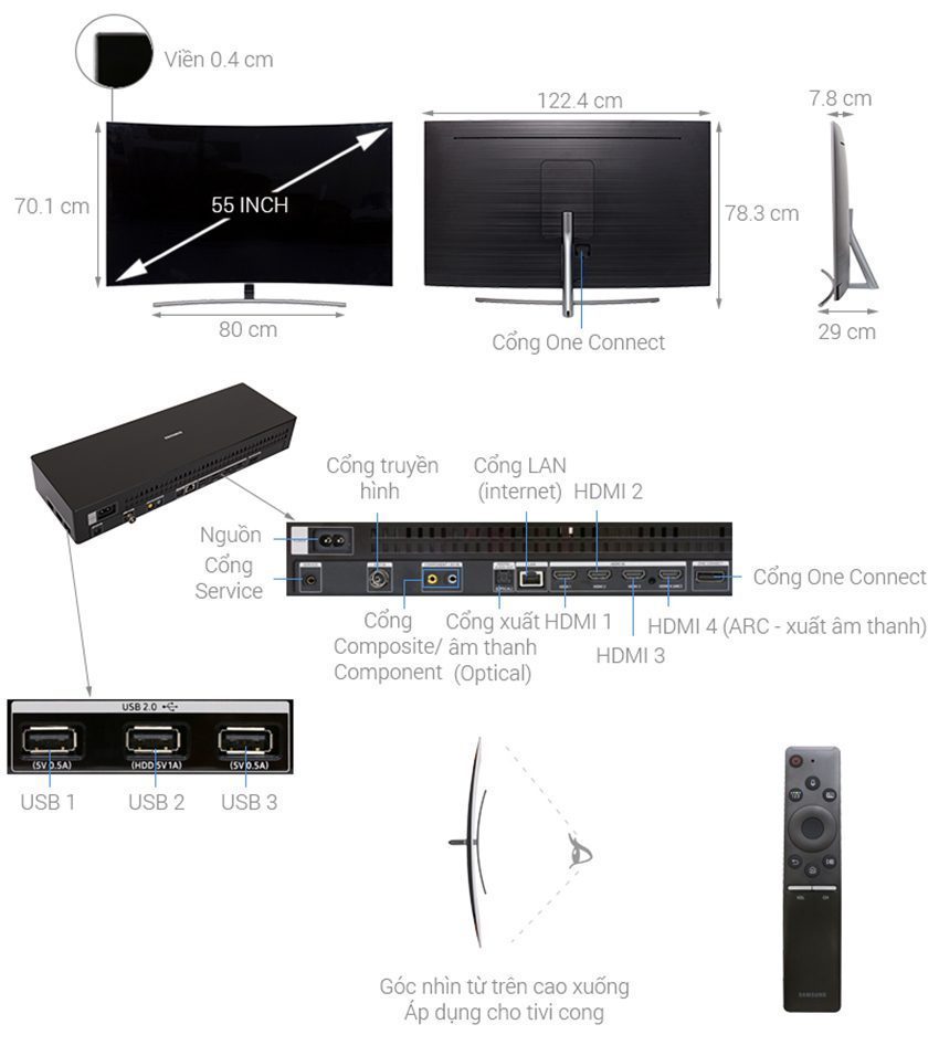 Chi tiết của smart Tivi QLED Samsung QA55Q8CN