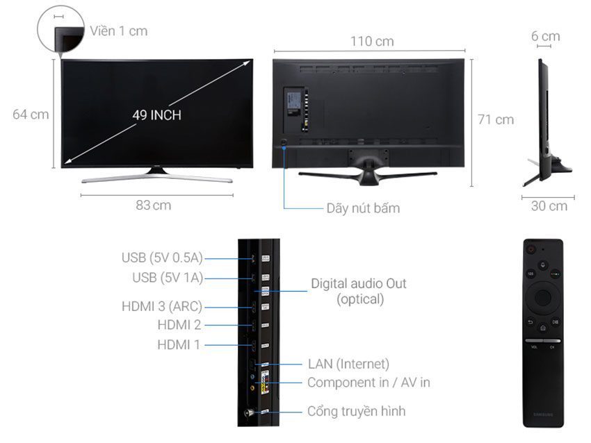 Cấu tạo của Smart Tivi Samsung UA49MU6100