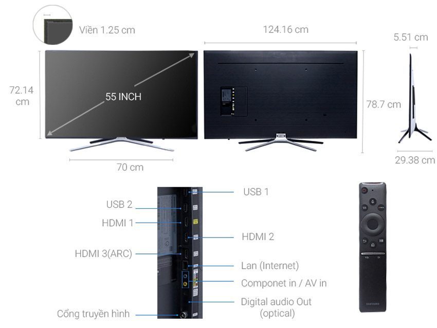 Thông số của Smart Tivi Samsung UA55M5500