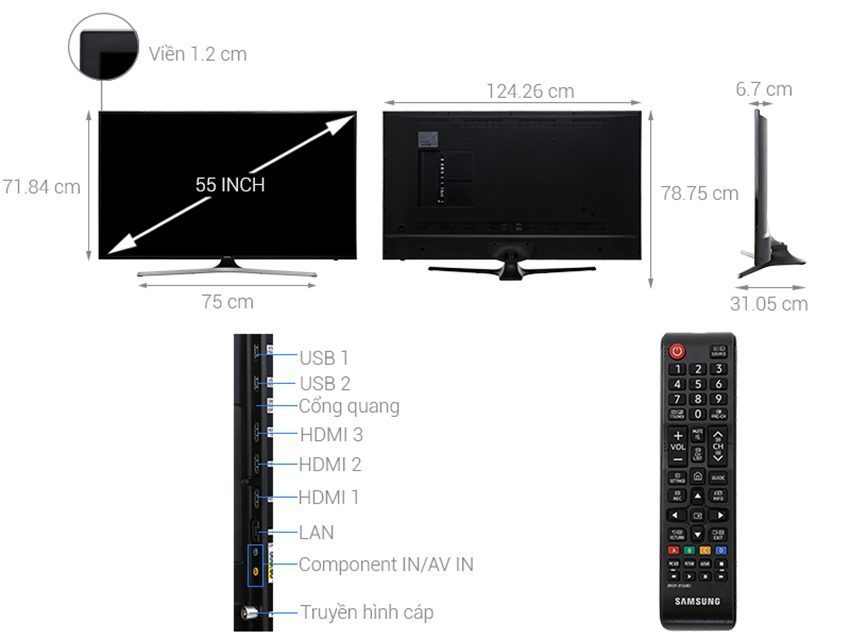 Chi tiết của smart tivi Samsung UA55MU6103