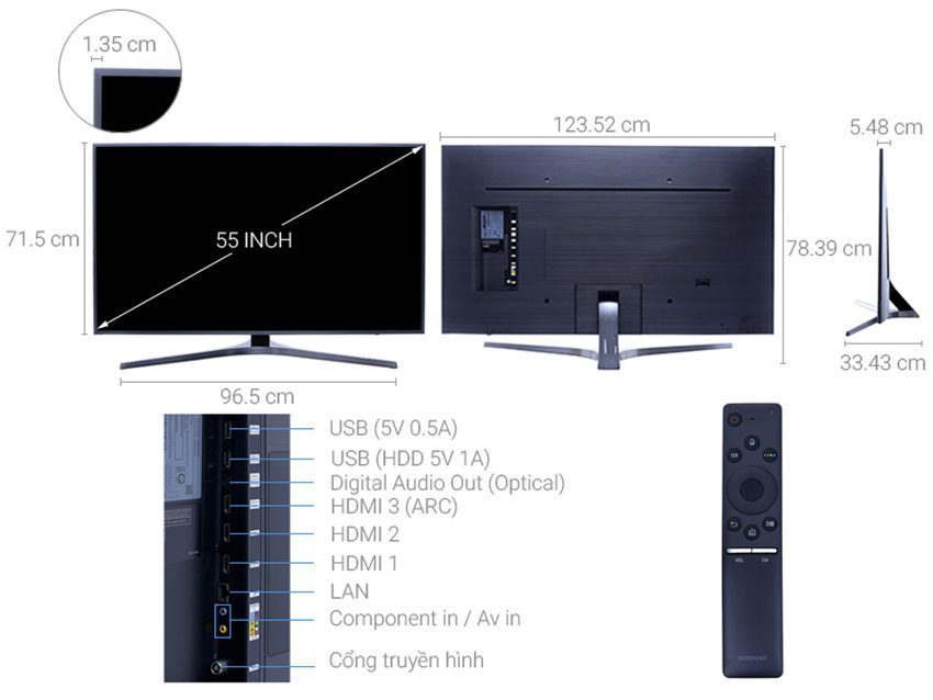 Chi tiết của smart Tivi Samsung UA55MU6400