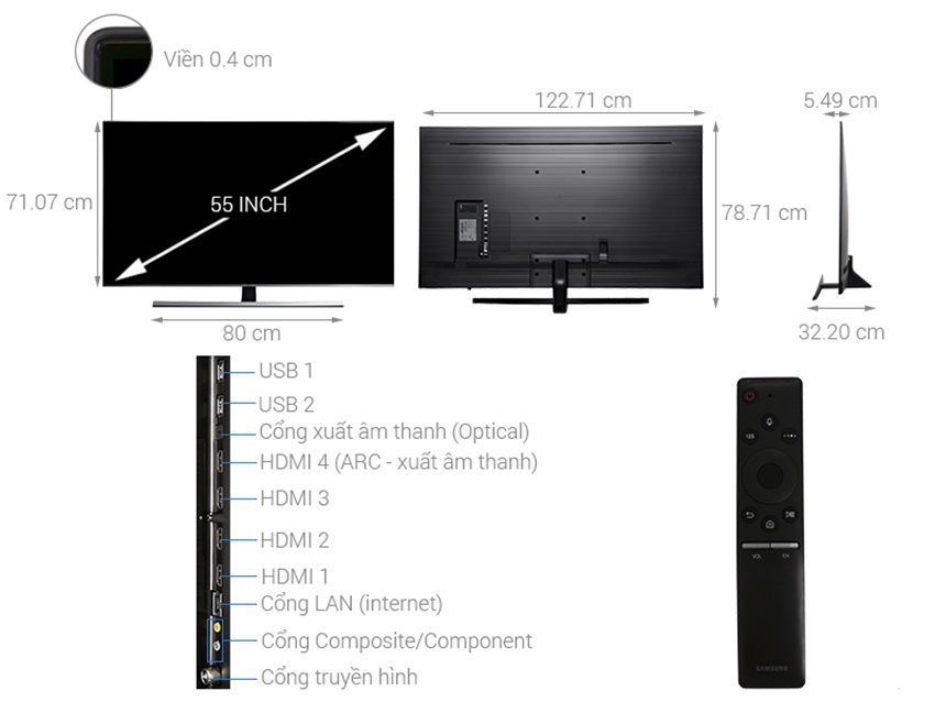 Chi tiết của smart Tivi Samsung UA55NU8000