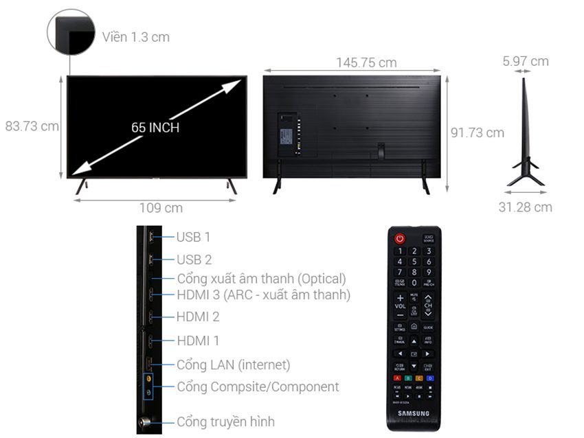 Chi tiết của smart Tivi Samsung UA65NU7100