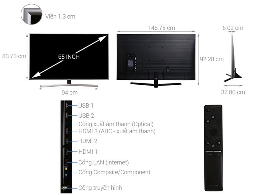 Cấu tạo của Smart Tivi Samsung UA65NU7400