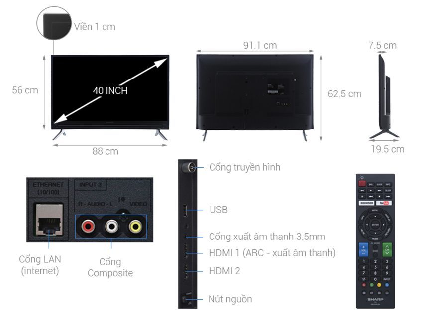 Chi tiết của smart Tivi Sharp LC-40SA5500X