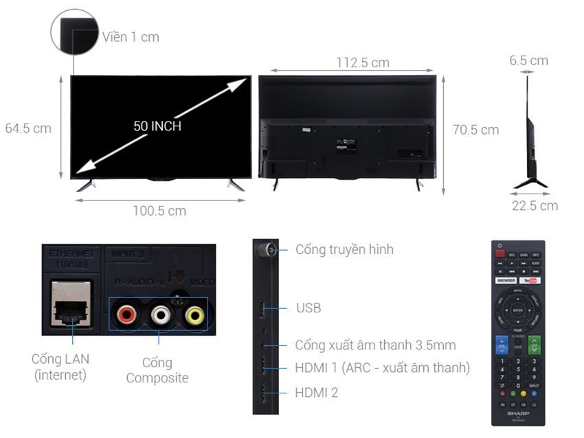Chi tiết của smart Tivi Sharp LC-50SA5500X