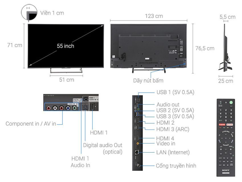 Chi tiết của smart Tivi Sony KD-55X8500E