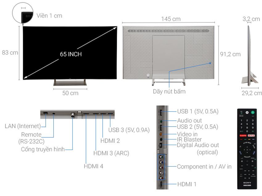 Chi tiết của smart Tivi Sony KD-65X9300E