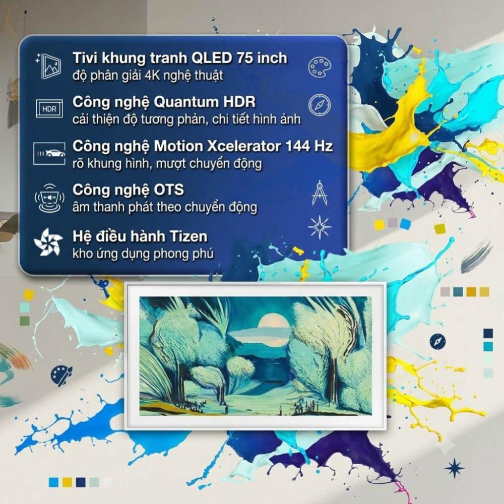 Smart Tivi Khung Tranh The Frame QLED Samsung AI 4K 75 inch QA75LS03F - Hàng chính hãng