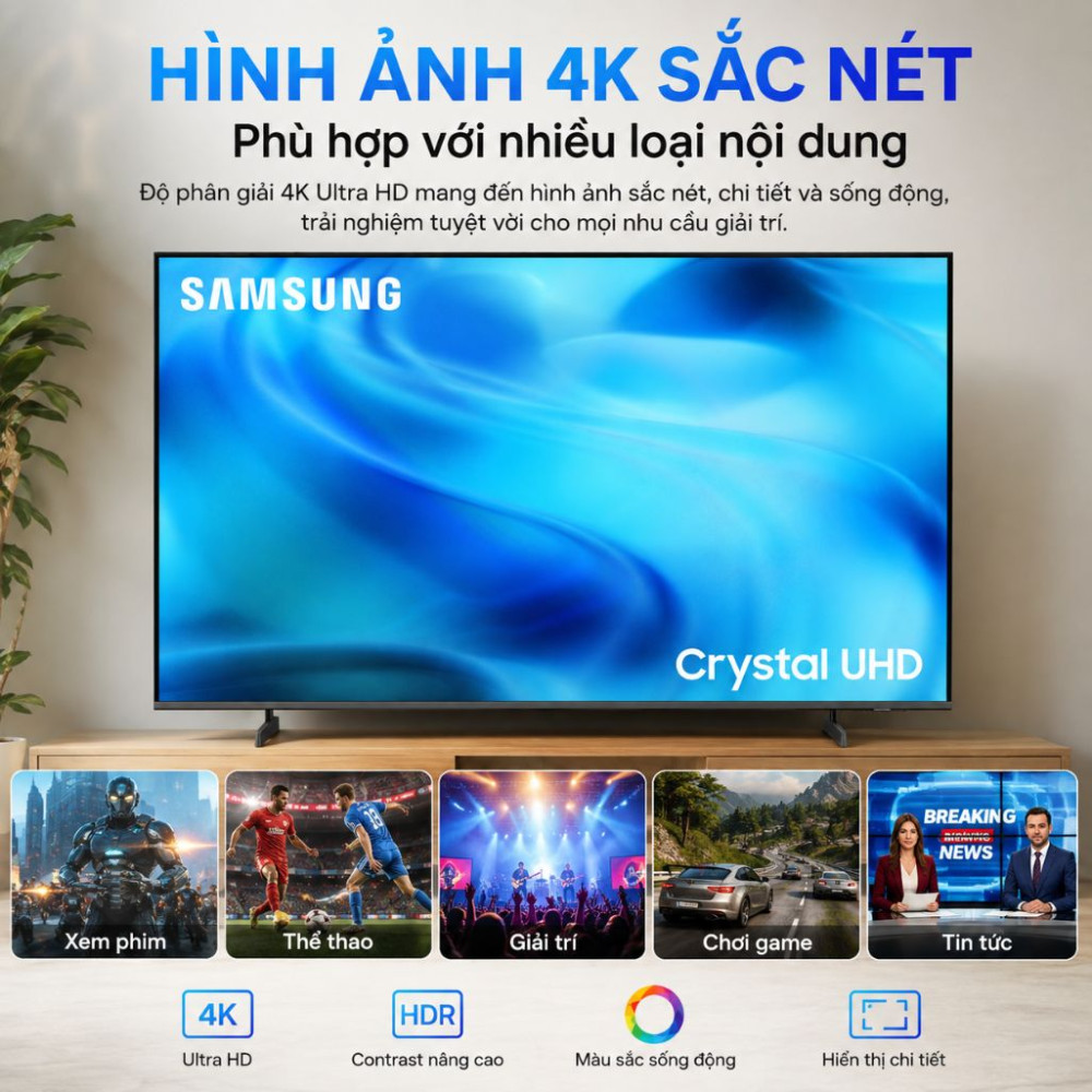 Smart tivi Crystal UHD Samsung AI 4K 55 inch UA55U8500H - Hàng chính hãng