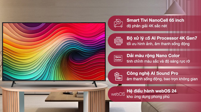 Tính năng nổi bật của Smart tivi NanoCell LG 4K 65 inch 65NANO81TSA 