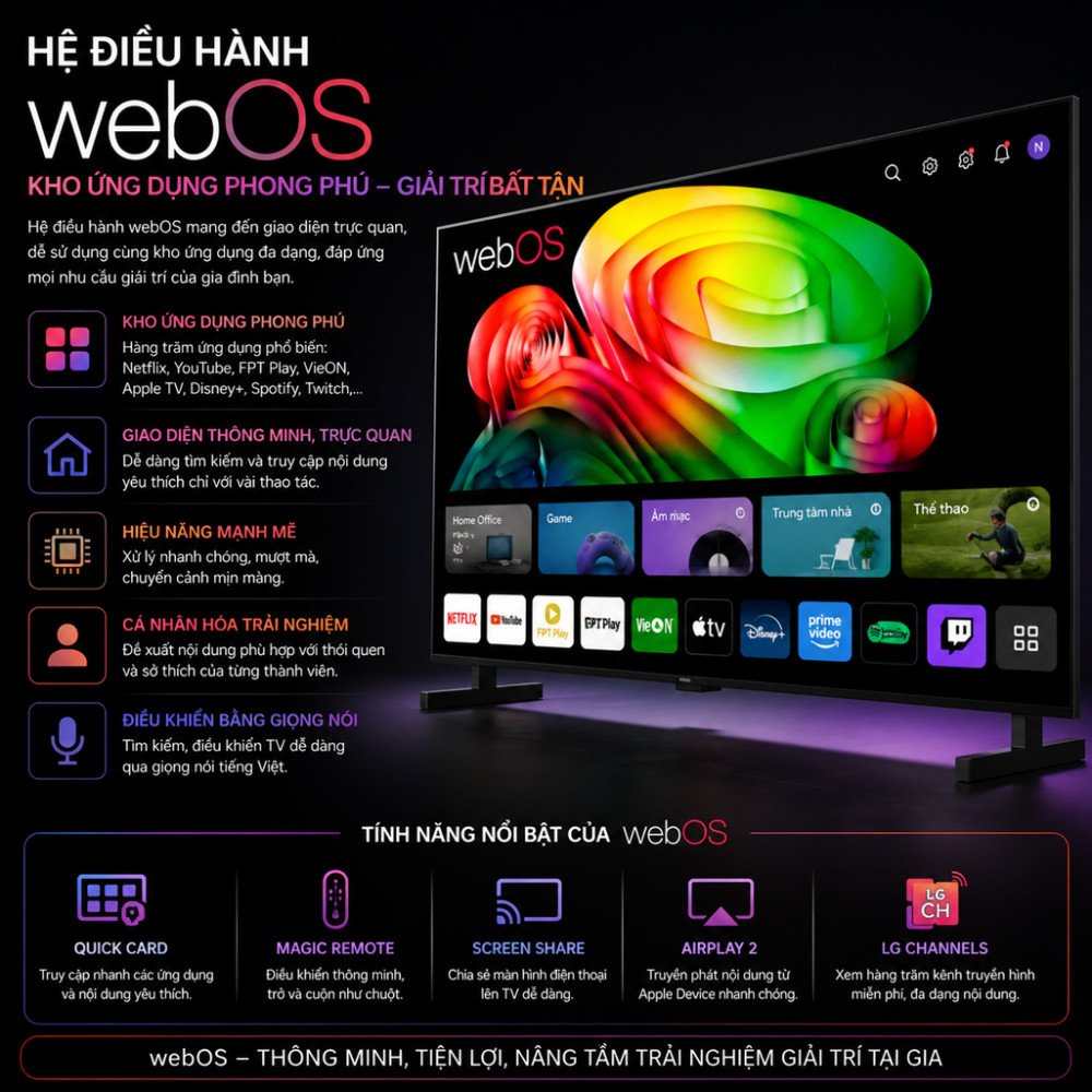 Smart Tivi LG OLED AI 4K 65 Inch OLED65B6PSA - Hàng chính hãng