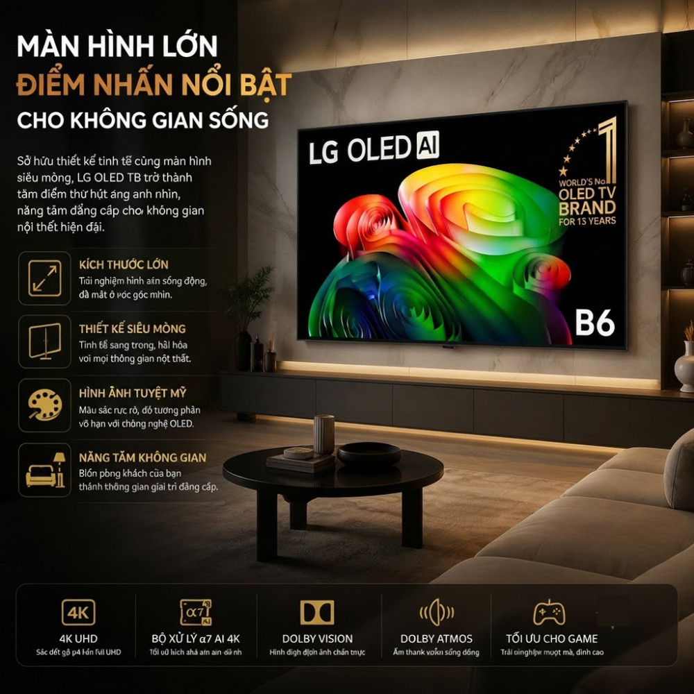 Smart Tivi LG OLED AI 4K 65 Inch OLED65B6PSA - Hàng chính hãng