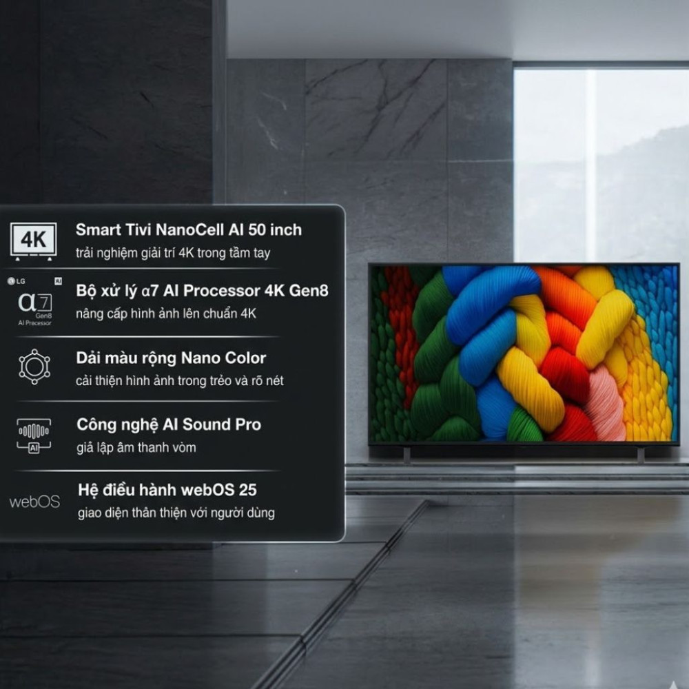 Smart Tivi NanoCell LG AI 4K 50 inch 50NANO80ASA - Hàng chính hãng