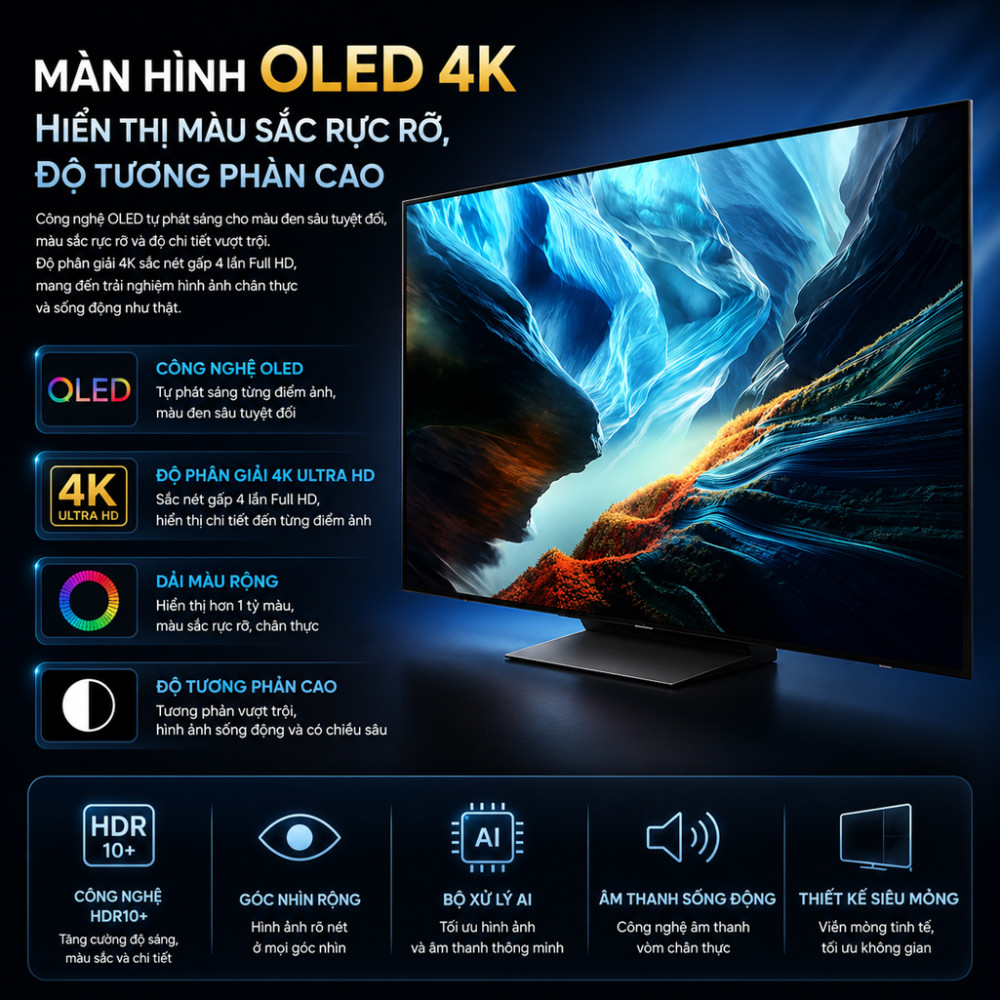 Smart Tivi OLED Samsung AI 4K 65 inch QA65S90HA - Hàng chính hãng