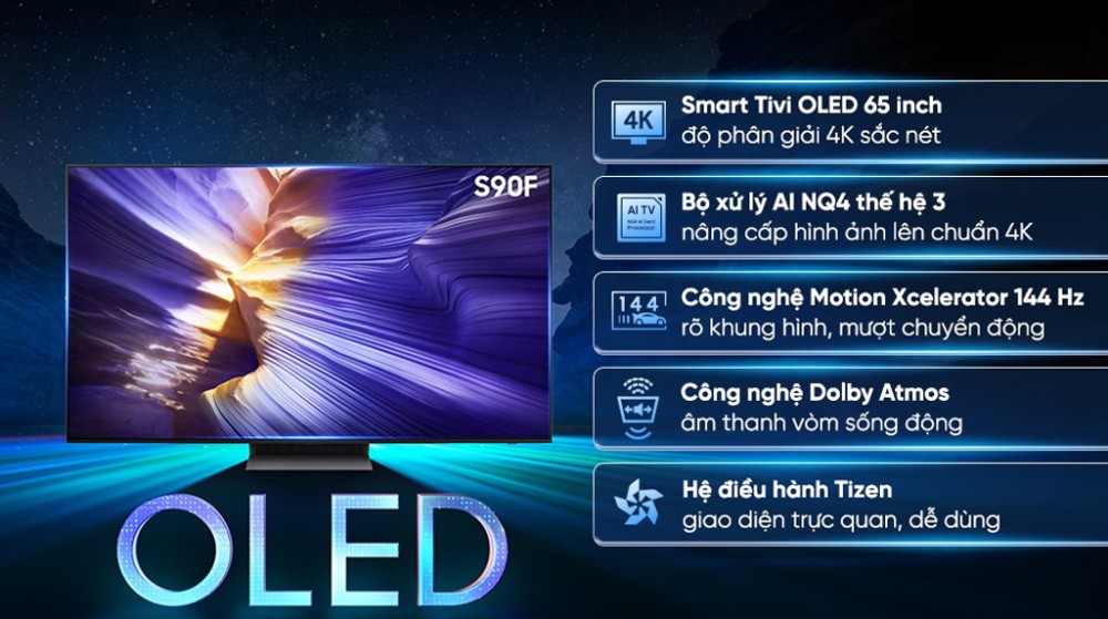 Vài tính năng nổi bật của Smart Tivi Oled Samsung AI 4K 65 inch QA65S90F
