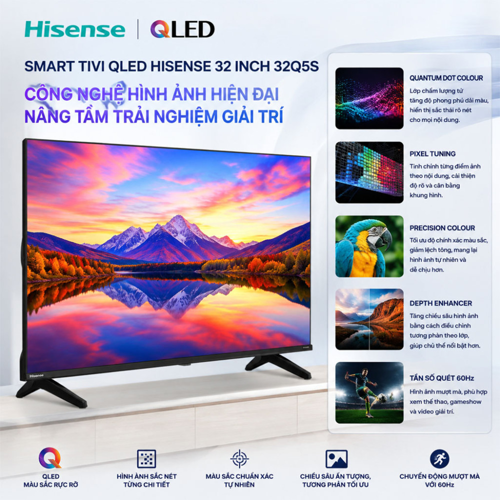Smart Tivi QLED Hisense 32 inch 32Q5S - Hàng chính hãng