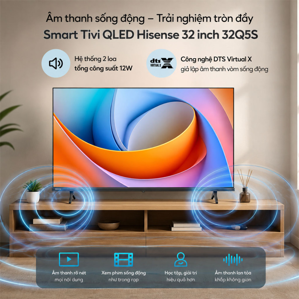 Smart Tivi QLED Hisense 32 inch 32Q5S - Hàng chính hãng
