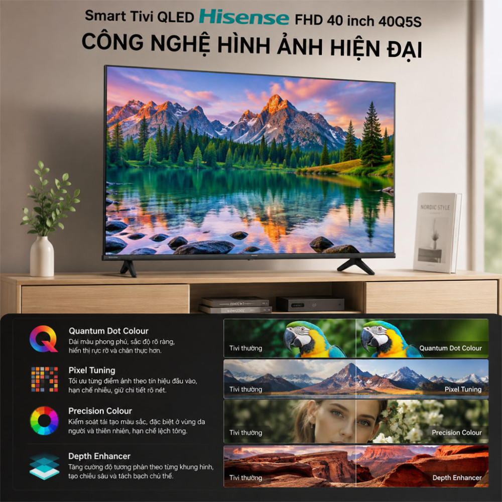 Smart Tivi QLED Hisense FHD 40 inch 40Q5S - Hàng chính hãng
