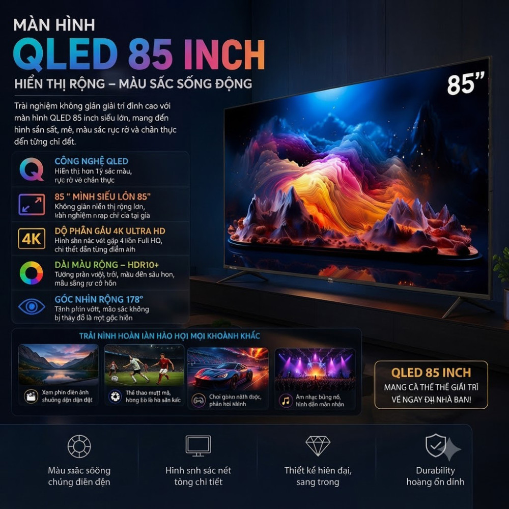 Smart tivi Qled VSP 4K 85 inch VUE85GQU01QPRO - Hàng chính hãng