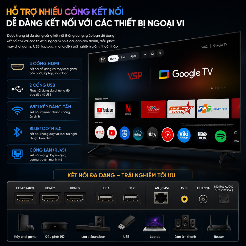 Smart tivi Qled VSP 4K 85 inch VUE85GQU01QPRO - Hàng chính hãng