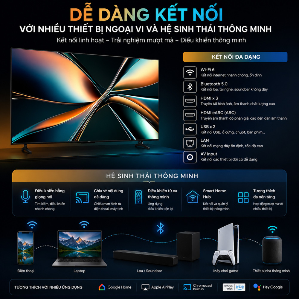 Smart Tivi ULED Hisense 4K 85 inch 85U6Q - Hàng chính hãng
