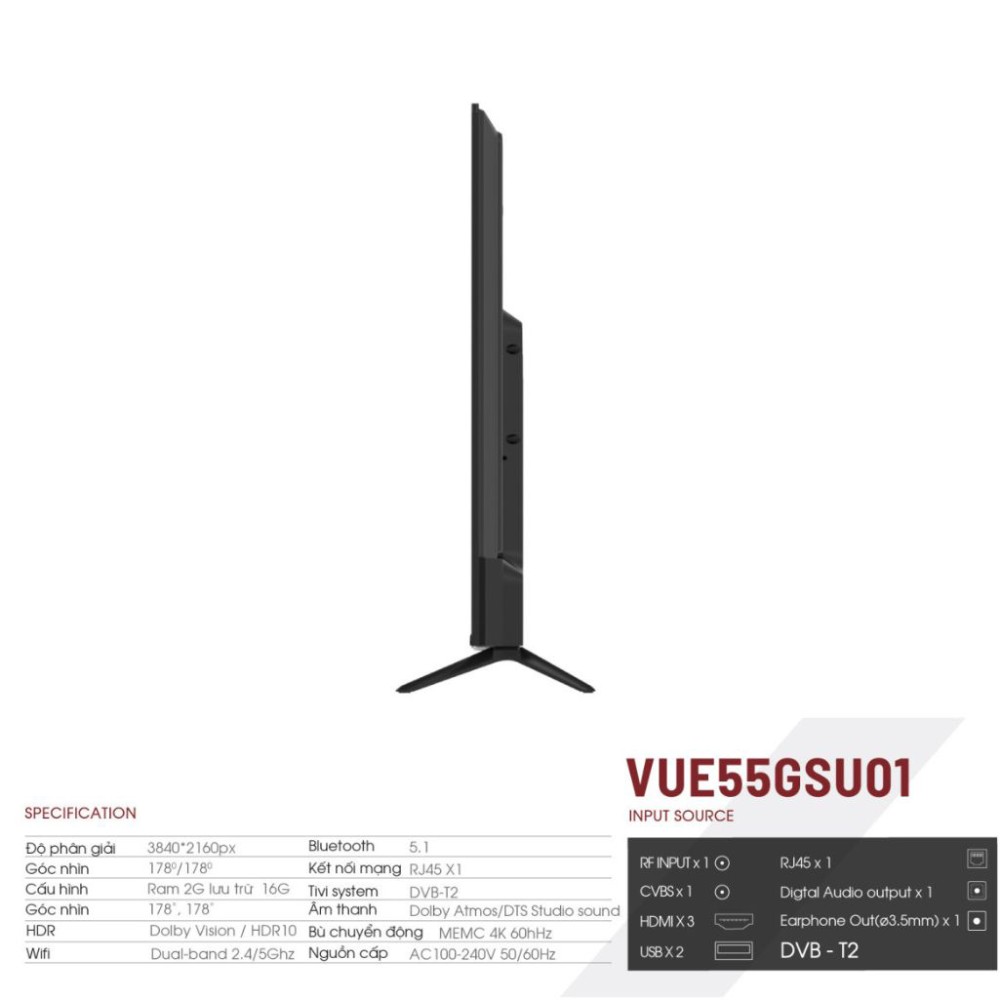 Smart Tivi VSP 55inch VUE55GSU01 - Hàng chính hãng