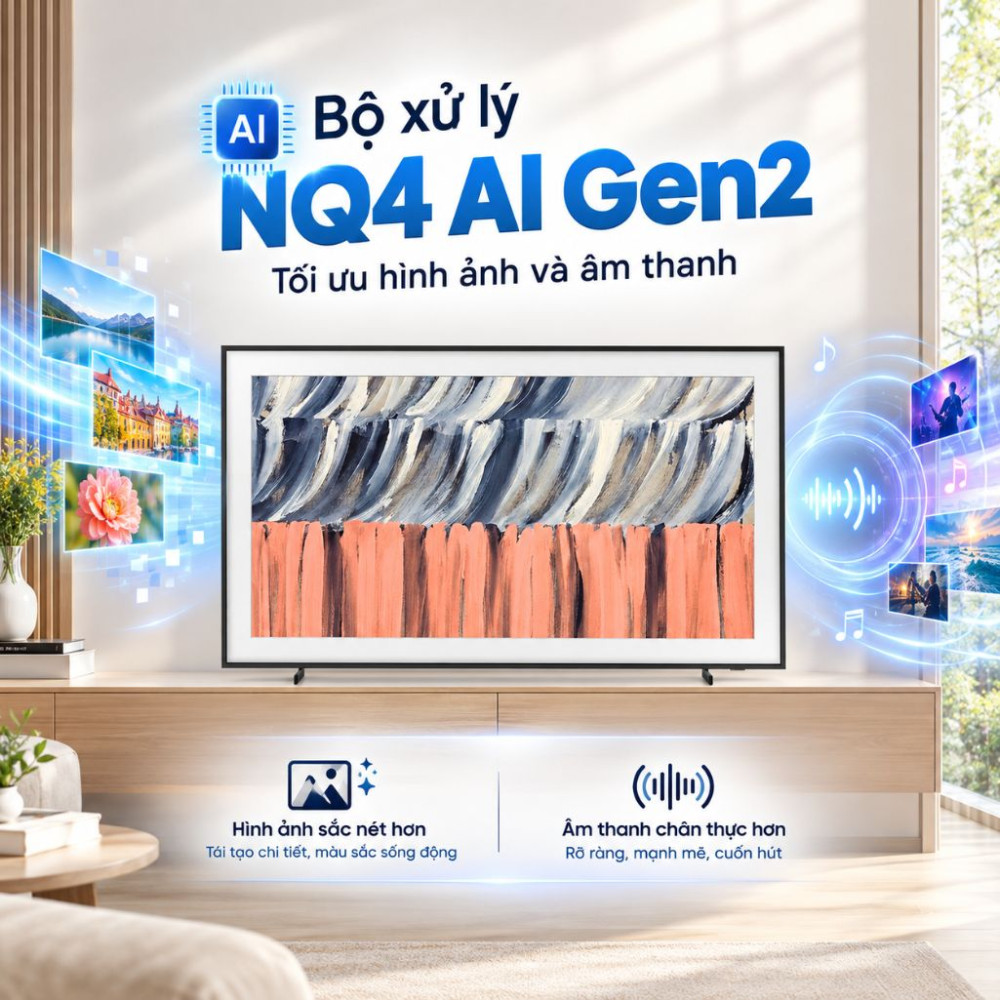 Smart tivi khung tranh The Frame Qled Samsung AI 4K 65 inch QA65LS03HE  - Hàng chính hãng