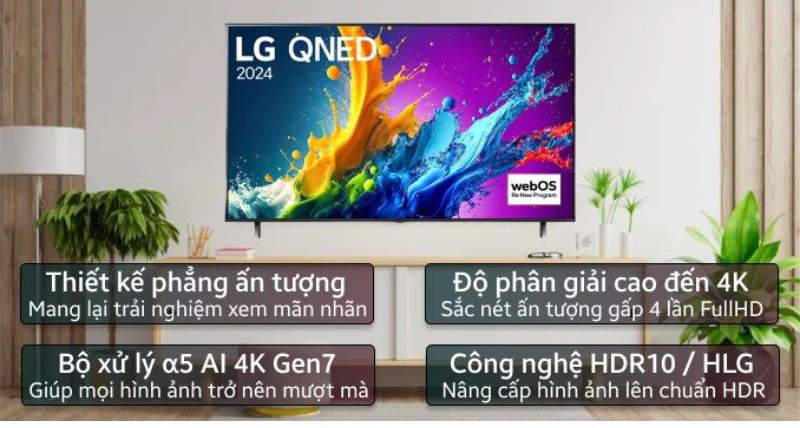 Tính năng nổi bật của smart tivi qned LG 4K 65 inch 65QNED80TSA