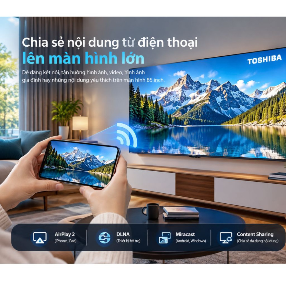 Smart tivi qled Toshiba AI 4K 85 inch 85M450RP - Hàng chính hãng