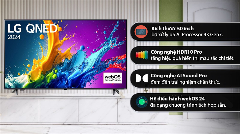 Vài tính năng nổi bật của Smart tivi qned LG 4K 50 inch 50QNED80TSA