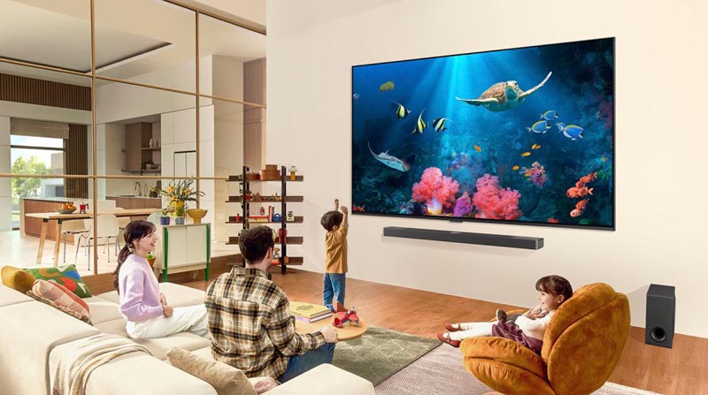 Kích thước 75 inch, phù hợp với phòng khách, phòng họp,...