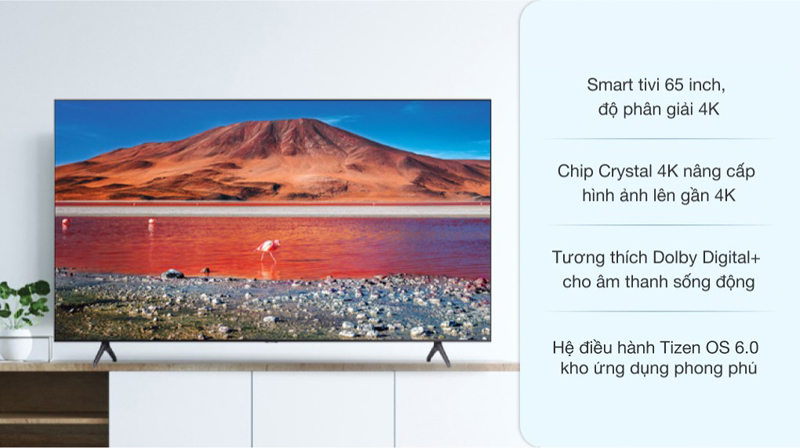Smart Tivi Samsung 4K 65 inch UA65AU7700 có nhiều tính năng ưu việt