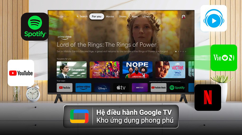 Hệ điều hành Google TV với giao diện thân thiện người xem