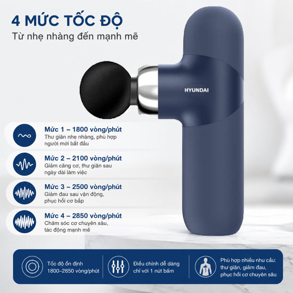 Súng massage cầm tay Hyundai PMS-019 - Hàng chính hãng