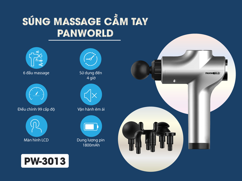 Súng massage cầm tay Panworld PW-3013 - Hàng chính hãng