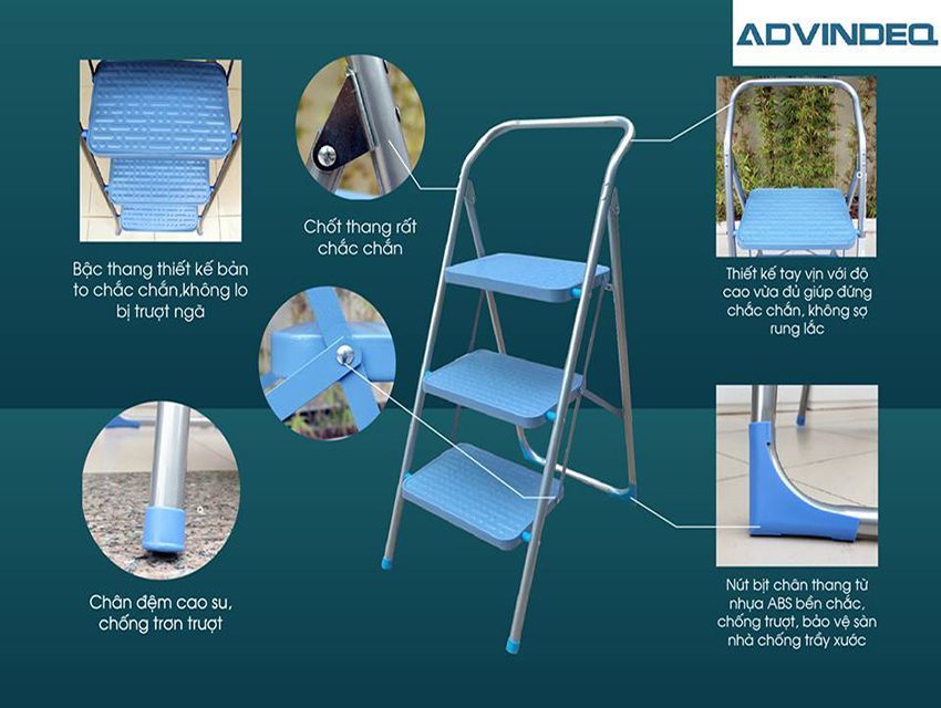 Chi tiết của thang ghế 3 bậc Advindeq ADS503