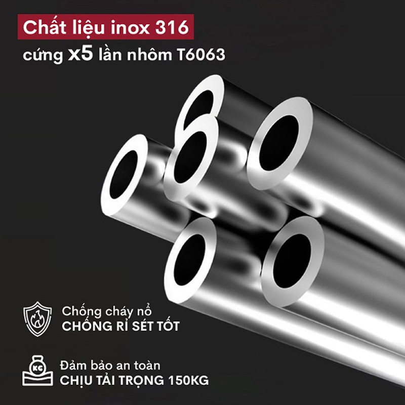  Thang được làm Inox 316, độ cứng, độ bền cao, tải trọng lên đến 150kg